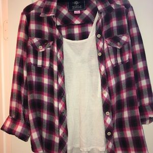 PINK Cotton Flannel Button Down